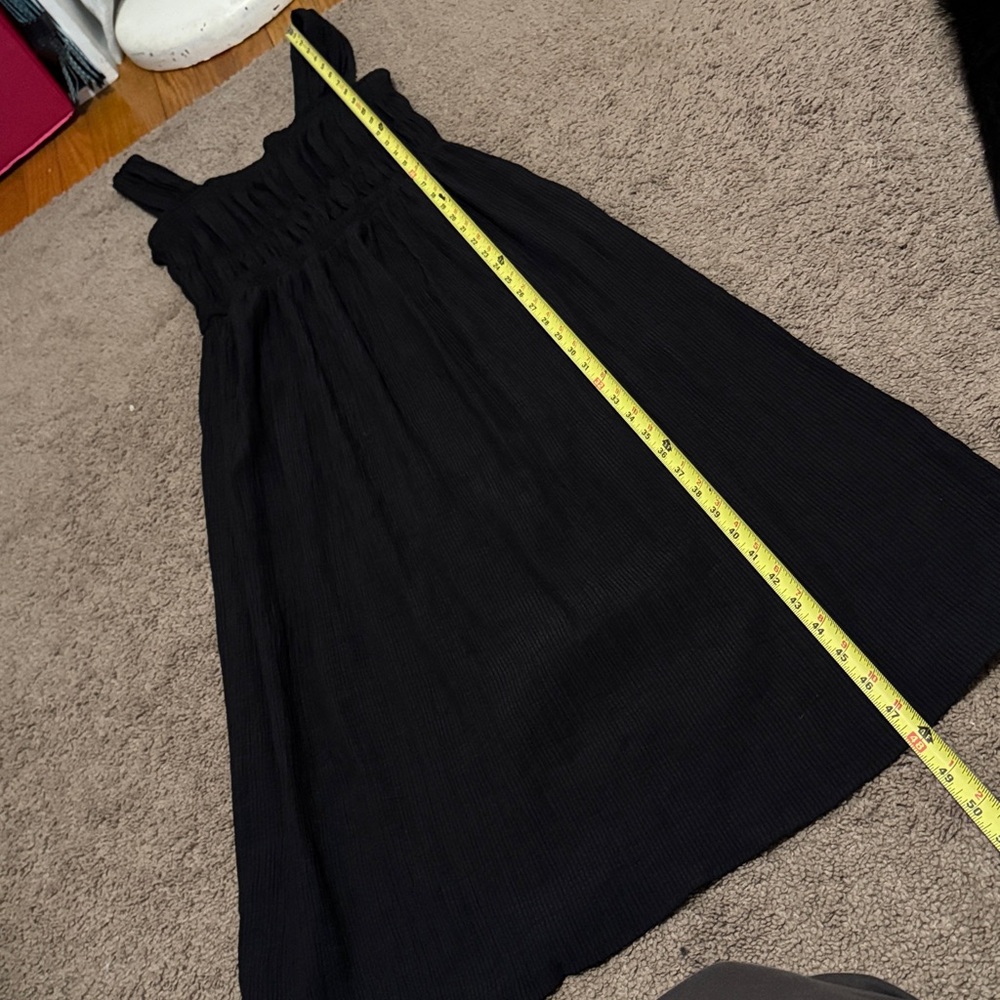 NWOT H&M Sun Dress-Sz S-Black-Wide Straps-Elastic Top-Gathered Details-Viscose - Picture 12 of 15